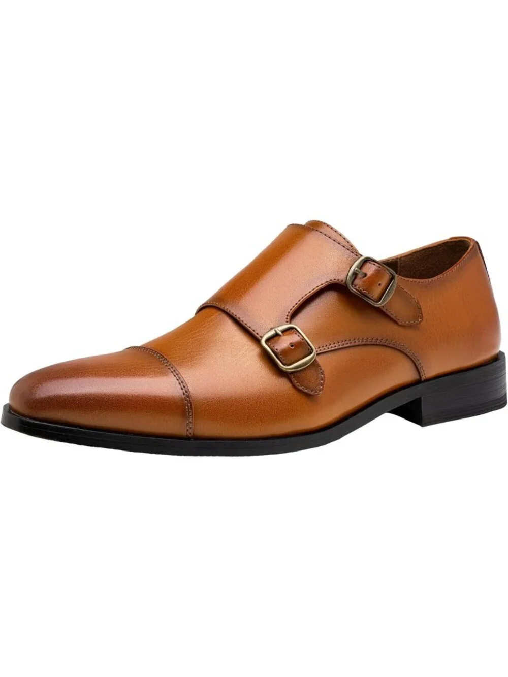 Men's Brown 1 Imported 100% Synthetic Dress Shoes for Monk Strap Loafers